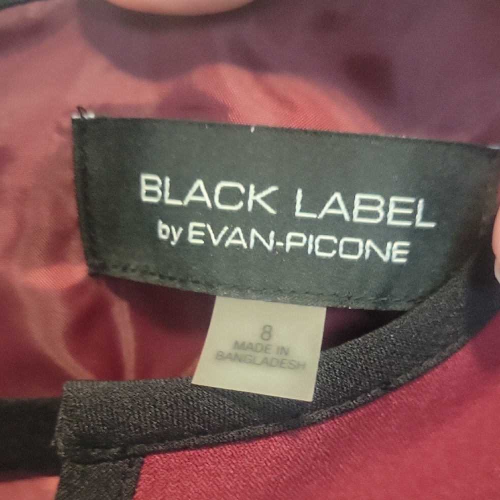Black Label by Evan Picone Burgundy Asymmetrical Dress - Picture 2 of 9